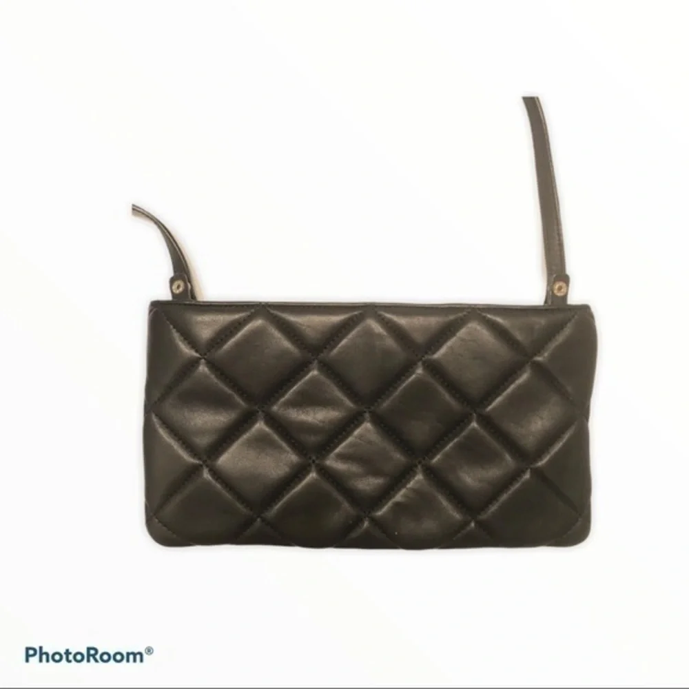 Michael kors black leather quilted mini bag